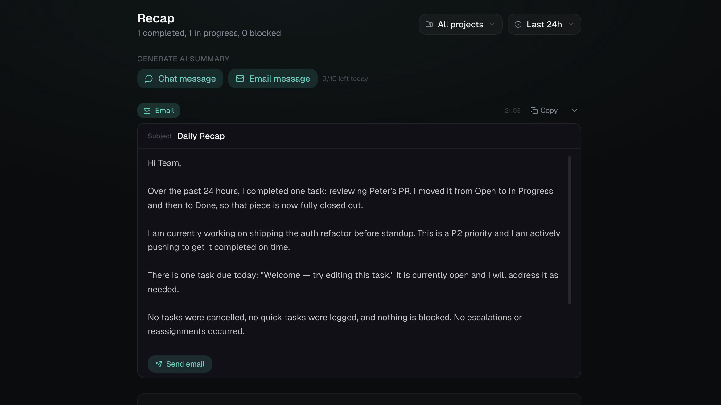 AI assistant & recaps